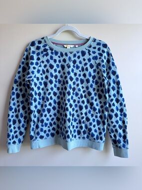 Boden Blue Leopard Print Crewneck Sweater